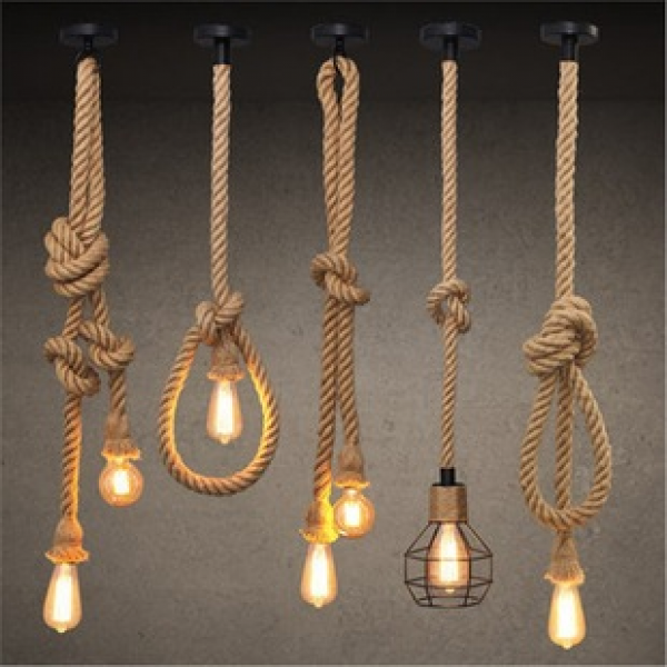 Hemp rope pendant light, retro industrial style bar, coffee restaurant, clothing store, American creative, nostalgic, personalized decorative lighting fixtures