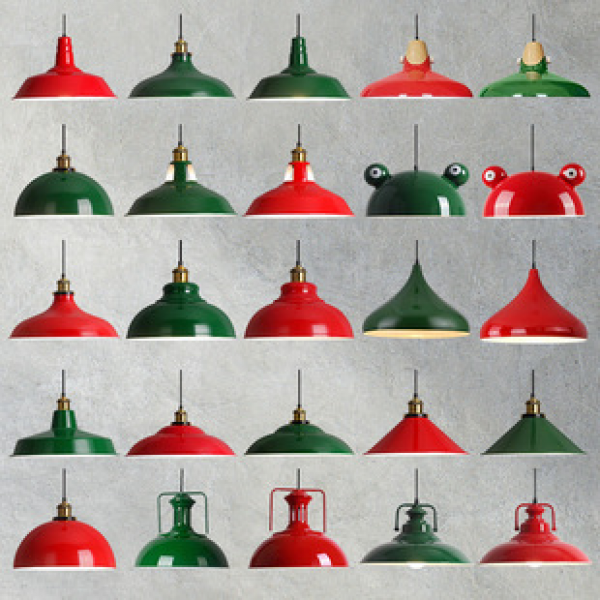 Hong Kong style retro industrial style dark green creative personality hotpot restaurant barbecue restaurant restaurant nostalgic lampshade pendant light