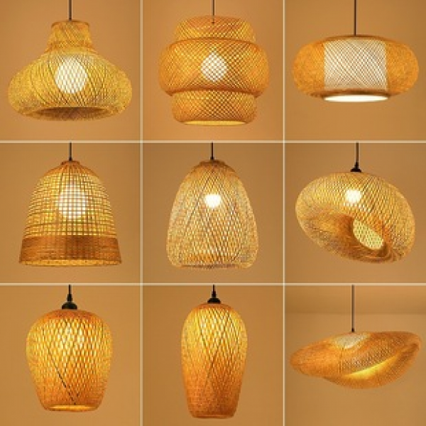 Bamboo woven pendant light, new Chinese handmade bamboo art combination, creative personality, restaurant, homestay, tea room, Zen atmosphere, lobby lighting, boat