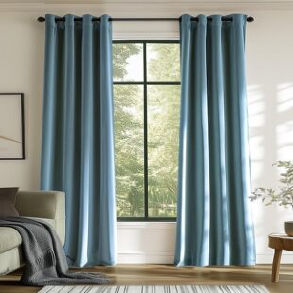 1PC gray blue velvet perforated curtains, living room bedroom decoration curtains, personalized decoration pole curtains