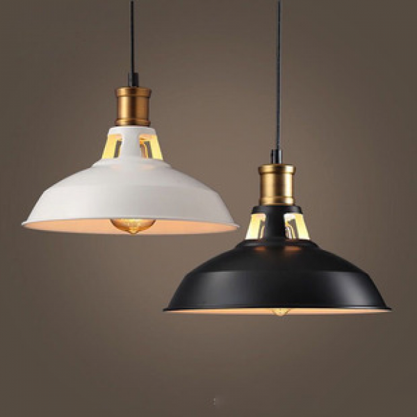 Retro industrial hat light, simple black and white restaurant pendant light, hot pot restaurant bar counter, wrought iron pot cover, creative and personalized lampshade
