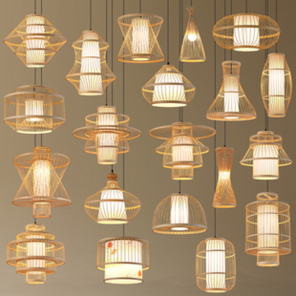 New Chinese style bamboo woven chandelier with a quiet and elegant style, restaurant counter lighting, living room, homestay entrance, Zen tea room, hotel bamboo weaving
