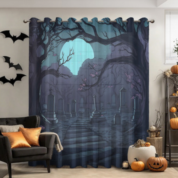 1pc new Halloween series window screen 3D digital printing manufacturer direct sales bedroom living room decoration pole through window screen