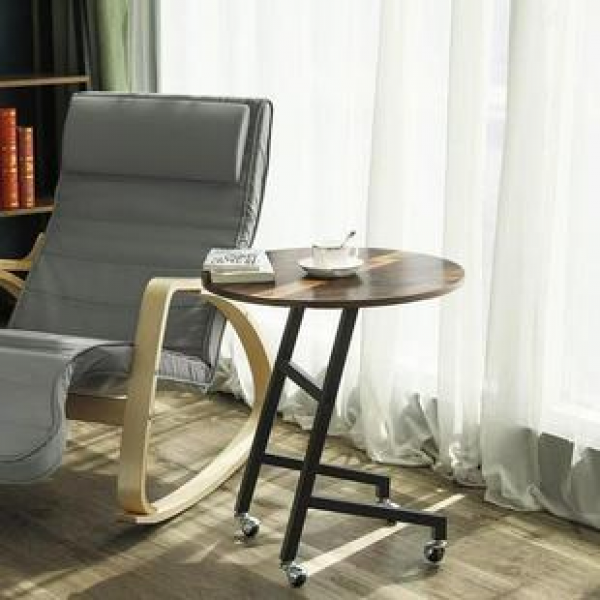 Home balcony simple coffee table European style iron wood combination indoor side table trolley Office movable tea table