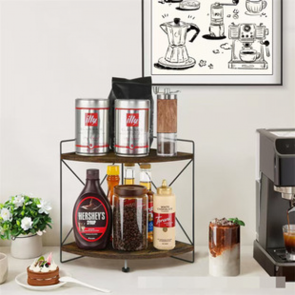 Cross border double-layer corner rack, bathroom countertop storage rack, kitchen counter seasoning rack, bathroom cabinet, food storage bracket