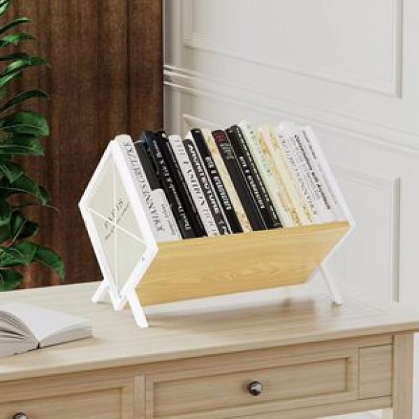 Iron wood combined office desktop large capacity magazine storage rack desktop retro vinyl record storage rack