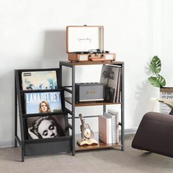 Cross border factory direct sales simple home living room record player bracket, floor standing multi-layer magazine storage and organizing rack, trendy
