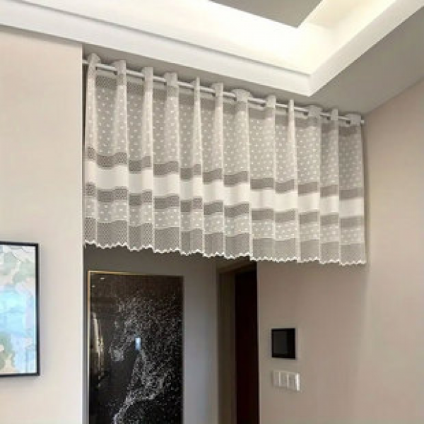 1PC star hollow short curtain decoration kitchen half curtain through pole home decoration window curtain short curtain