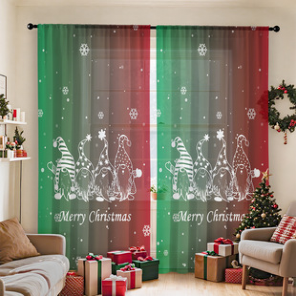 2PCS Christmas curtain factory distributes 3D digital printing cross-border Amazon curtain hot selling patterns