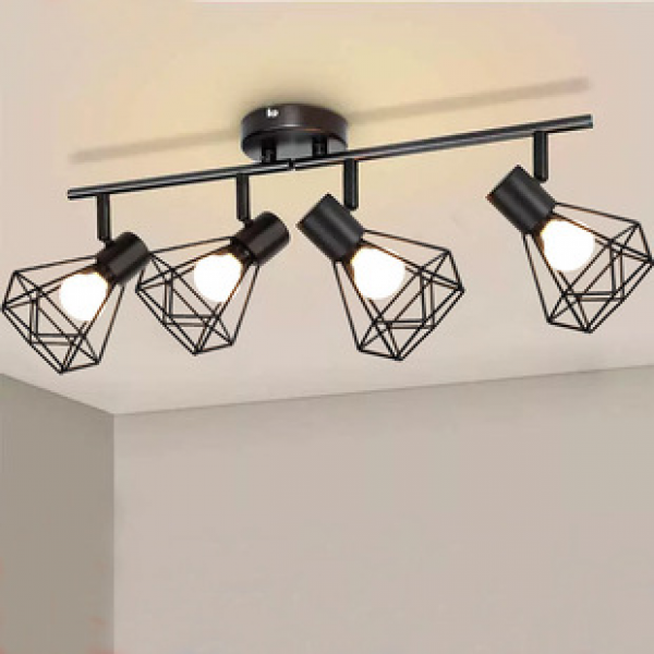 Cross border supply of retro wrought iron four head LED spotlights with personalized creativity for restaurants, living rooms, bedrooms, bar counters, hollowed out spotlights