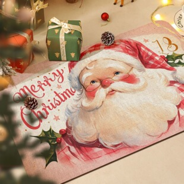 Cross border foreign trade square Christmas decoration diatomaceous earth floor mat, home holiday atmosphere anti slip mat, bathroom entrance mat