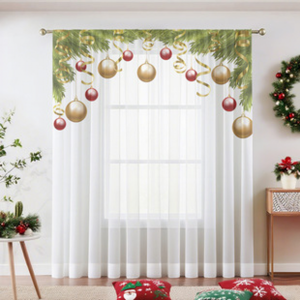 1pc new Christmas series window screen 3D digital printing manufacturer direct sales bedroom living room decoration pole through window screen