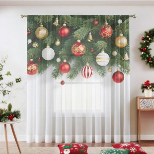 1pc new Christmas series window screen 3D digital printing manufacturer direct sales bedroom living room decoration pole through window screen