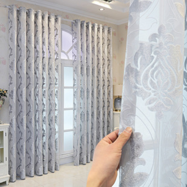 Amazon cross-border exports European quality high-end jacquard hollow transparent and non transparent gauze curtains for living rooms, bedrooms, balconies
