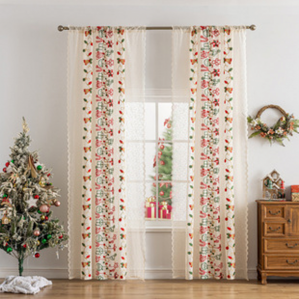 Christmas decorations European and American style living room bedroom TK Amazon cross-border transparent curtains dropshipping spot wholesale