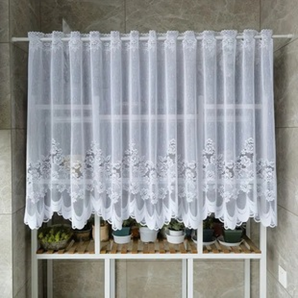 1PC New Small Flower Hole Short Curtain Curtains Living Room Bedroom Decoration Curtains Personalized Decoration Rod Window Screen Curtains