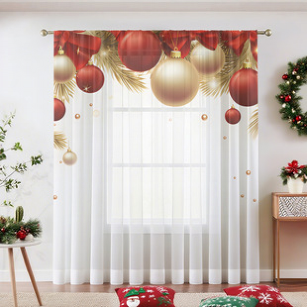 1pc new Christmas series window screen 3D digital printing manufacturer direct sales bedroom living room decoration pole through window screen