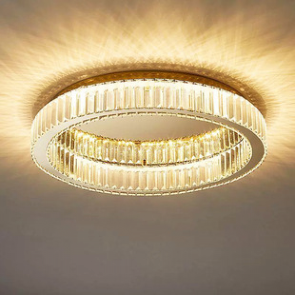 Light luxury style crystal ceiling light, master bedroom light, living room light, post-modern minimalist and atmospheric stainless steel crystal light
