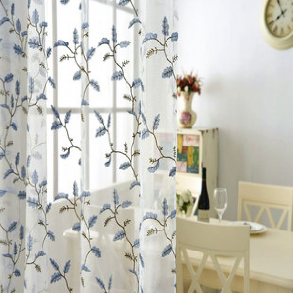 1PC new embroidered edge gauze curtains, living room bedroom decoration curtains, personalized decoration through pole window gauze curtains