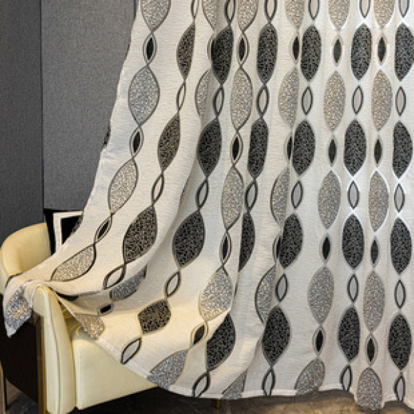 Atmospheric European Jacquard Window Screen, Light Blocking Curtains, Living Room, Balcony, Villa, Golden Black and White Cross border, Amazon AliExpress