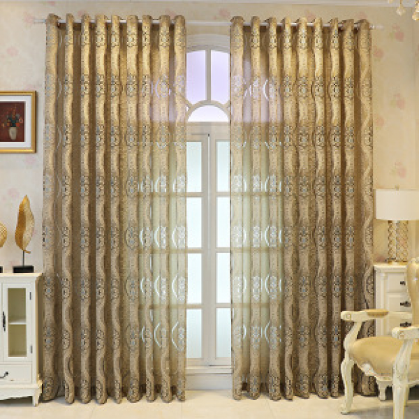 High end villa jacquard European retro window screen curtains with hollow out, transparent and non transparent, cross-border Amazon Europe export