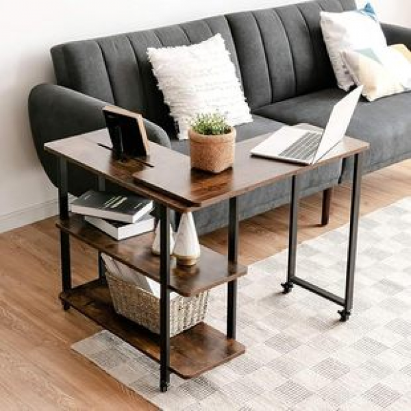 Simple rotating computer desk desktop home bedroom desk bookshelf integrated writing desk bookshelf combination corner desk