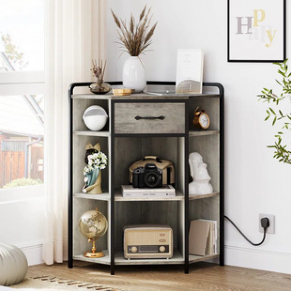 Cross border edge cabinets, living room categories, modern creative storage cabinets, iron and wood structures with lights, corner racks, factory direct sales trend