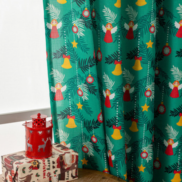 Cross border Christmas decoration scene arrangement, European and American Christmas snowman, angel printed curtains, living room, bedroom wholesale