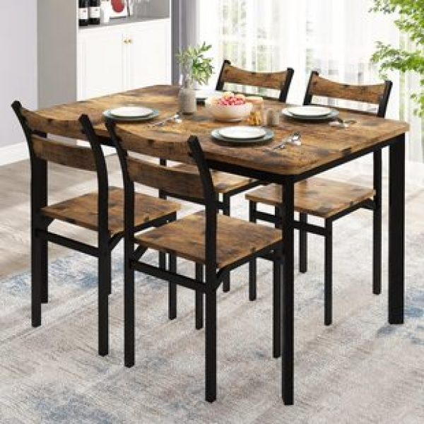 Cross border retro style table and chair combination milk tea shop restaurant coffee shop rectangular backrest iron table and chair set combination