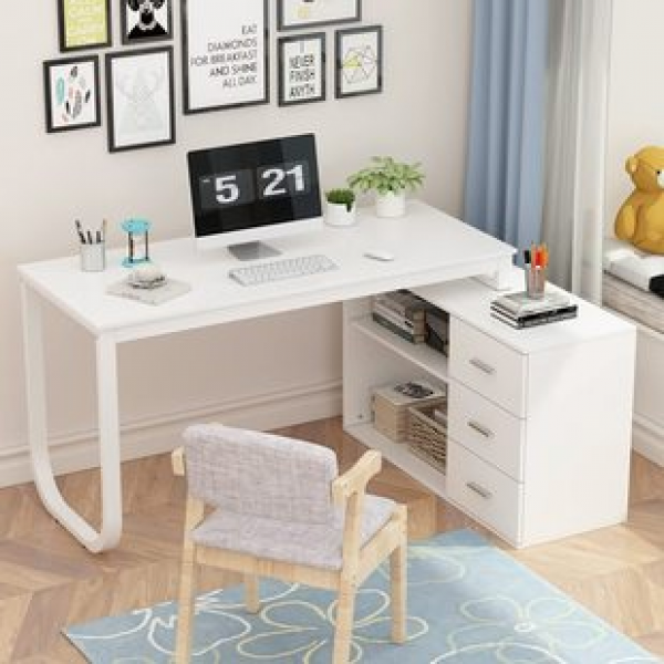 Corner radio formula table, home corner L-shaped book brain table with drawers, simple bedroom, student writing desk, office desk