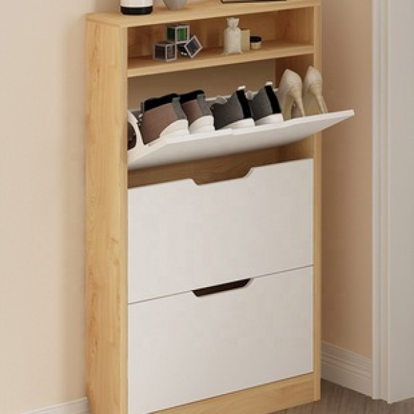 Cross border factory direct sales solid wood particleboard shoe rack household large capacity entrance storage cabinet indoor flip bucket storage cabinet