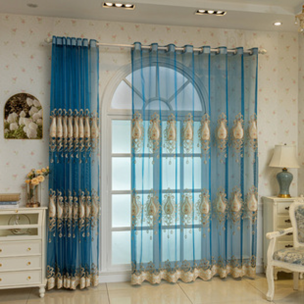 Gold embroidered window screen, high-end velvet finished curtains, living room, bedroom, balcony, European and American style curtains wholesale