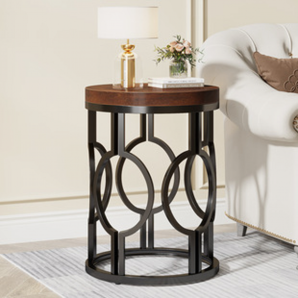 American round wooden coffee table, small table, home living room, Japanese side table, small apartment, homestay, Nordic retro round table