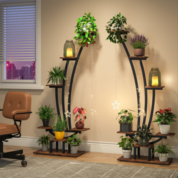 Climbing vine plant rack, indoor items, balcony, wrought iron wooden staircase, multi-layer floor standing, home design, flower rack