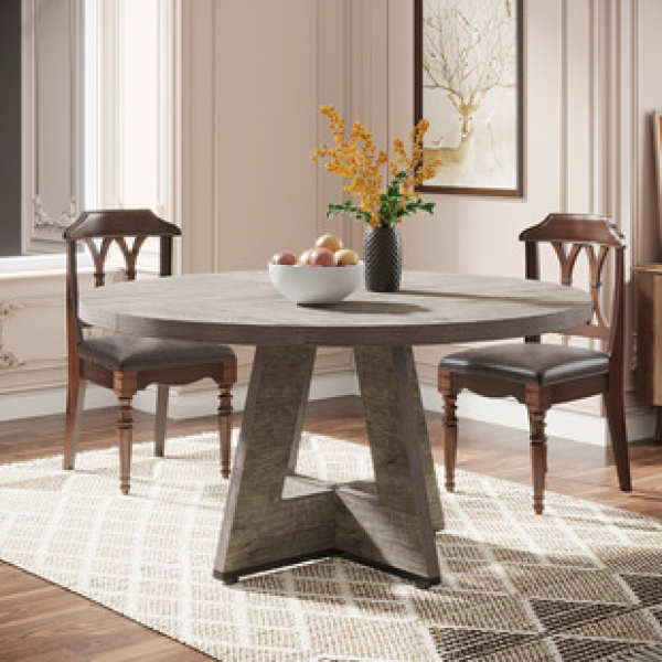 Cross border direct sales round dining table small household shaped wooden dining table living room homestay American country table round table