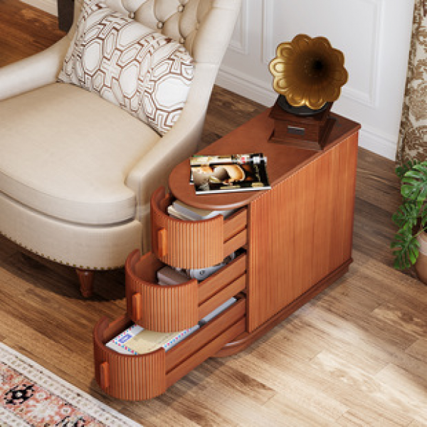 Cross border manufacturer direct sales of American retro solid wood bedside table, French living room storage cabinet, bedroom bedside cabinet, popular trend