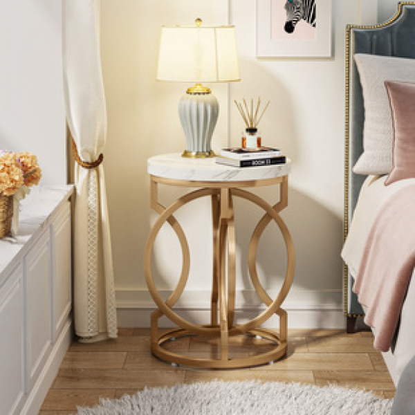 Small sized sofa, side table, ins style homestay hotel, high-end feeling, bedside table, living room, Italian minimalist small round table