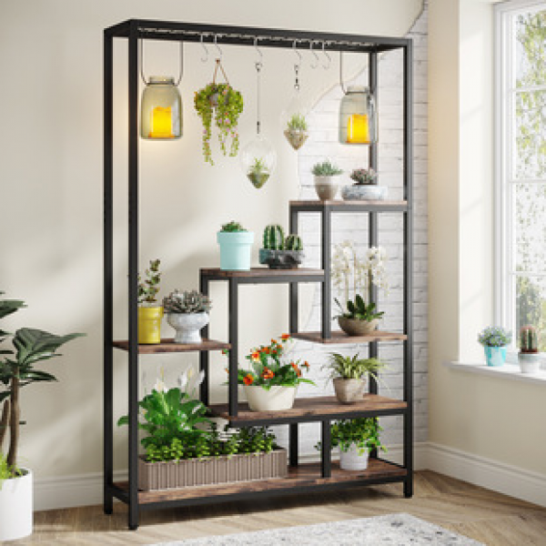 Cross border flower racks, household wrought iron multi-layer indoor living rooms, floor to ceiling outdoor miscellaneous items, flower pots, plant storage racks, trendy