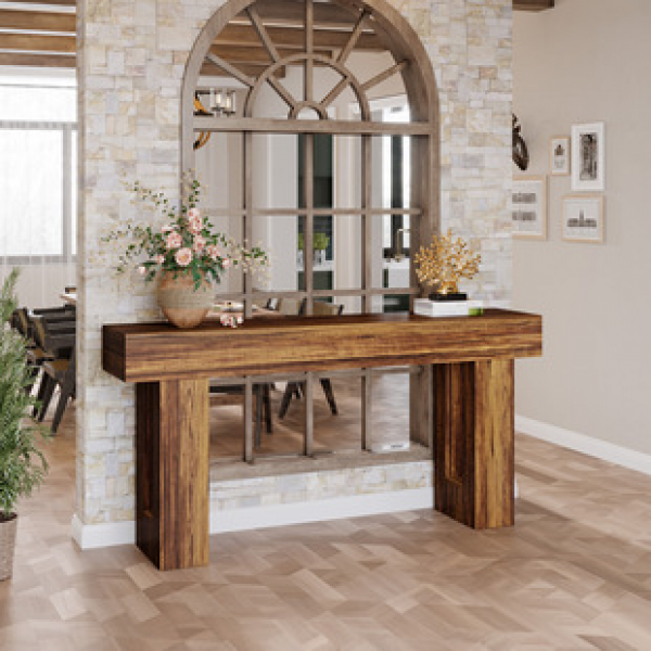Wooden style foyer table, corridor bar table, living room entrance, non solid wood decorative table, American retro console trend
