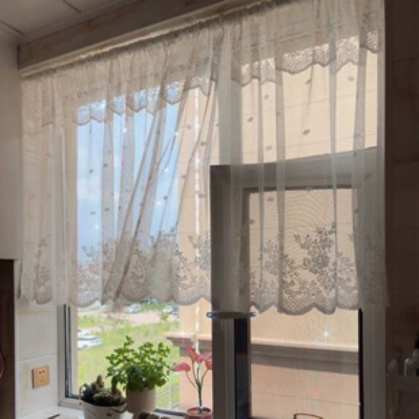 1PC New Two Row Flower Kitchen Short Curtain Curtains Living Room Bedroom Decoration Window Screens Curtains Personalized Decoration Pole Windows