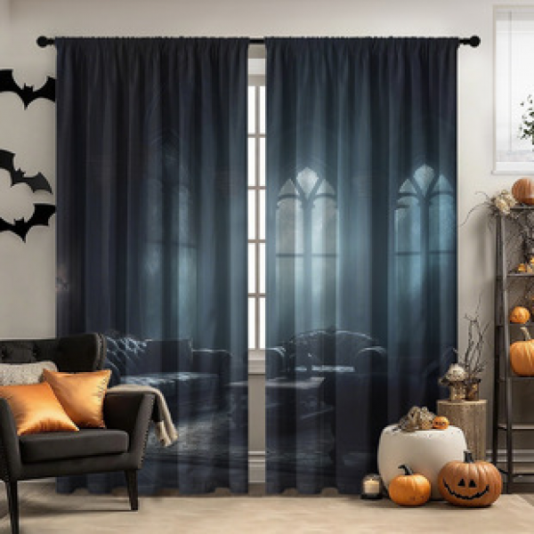 2PCS Halloween Curtains Factory Delivers 3D Digital Printing Cross border Amazon Curtains Hot Selling Pattern 2025 New