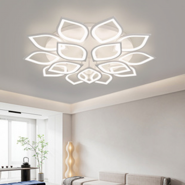 Cross border LED petal ceiling light for living room, simple, modern, creative, personalized, atmospheric, artistic, master bedroom, flower shaped lighting fixtures