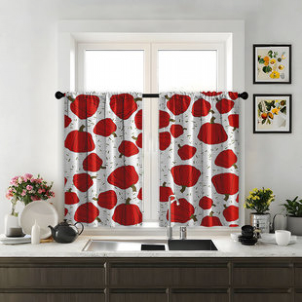 2pcs kitchen short curtain cartoon pattern cross-border hot selling factory direct supply 3D digital printing waterproof and oil resistant