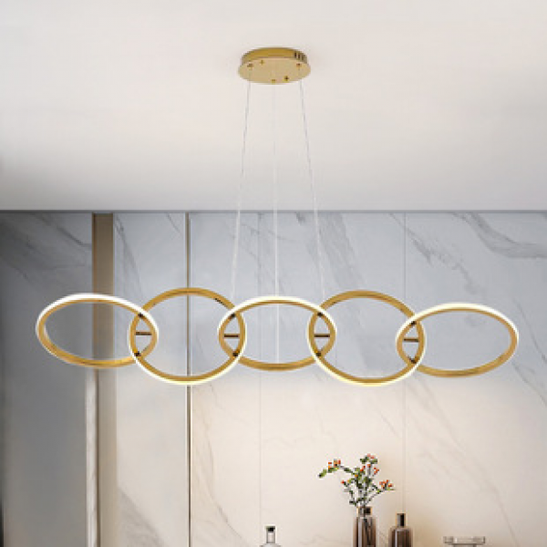 Creative Light Luxury Light Circle Restaurant Pendant Modern Simple Bedroom Bar Three Color Versatile Metal Design Long Pendant