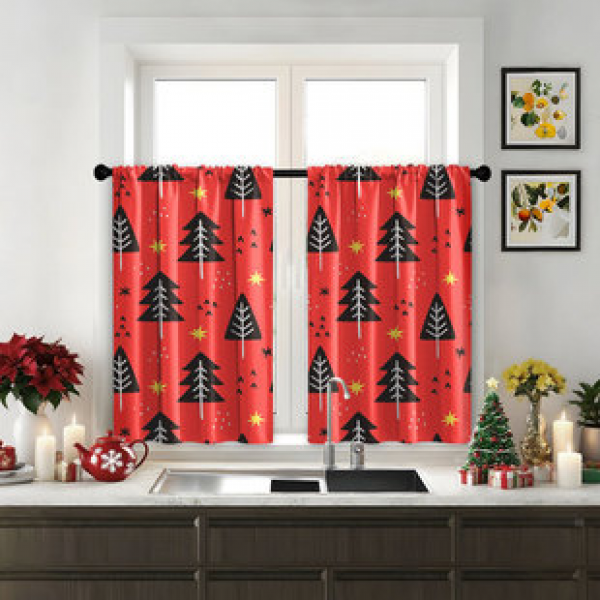 2pcs kitchen short curtain cartoon pattern cross-border hot selling factory direct supply 3D digital printing waterproof and oil resistant