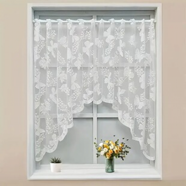 Butterfly triangle curtain, white lace kitchen partition curtain, coffee curtain, door curtain, bay window, short curtain, cabinet decoration