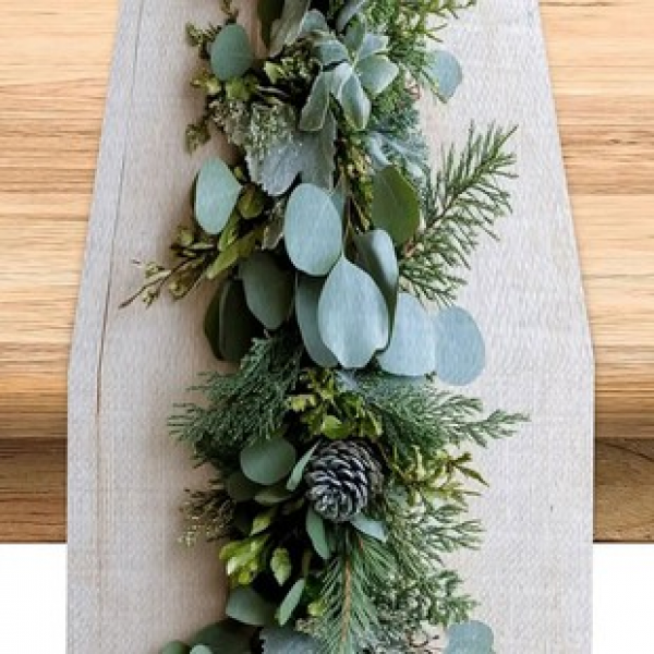 1pc Christmas decoration restaurant pine branch table flag Christmas kitchen table decoration desktop table flag