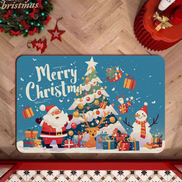 Christmas Foreign Trade Soft Diatom Mud Bathroom Floor Mat Toilet Water Absorption Quick drying Foot Mat Door Non slip Mat Carpet