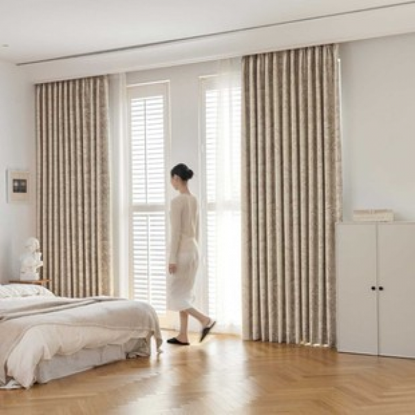 1PC New Beige Gilded Years Curtains Living Room Bedroom Decor Curtains Personalized Decor Straw Window Screen Curtains