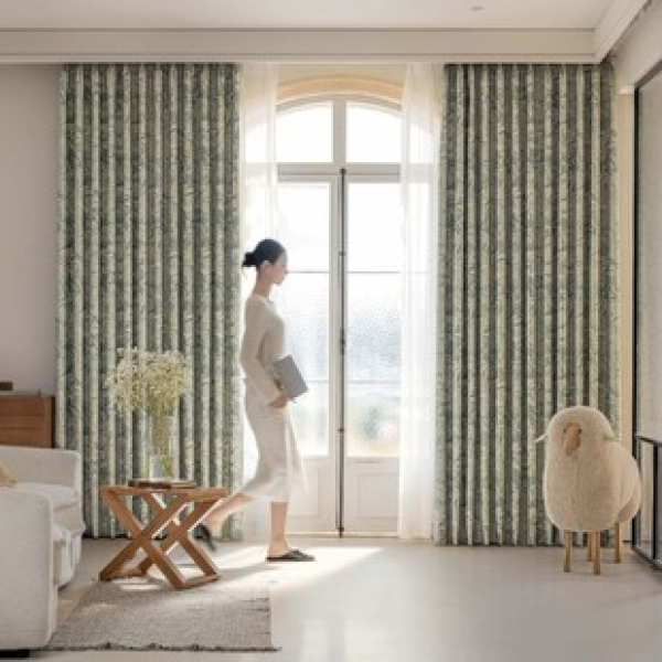 1PC New Green Flower Gilded Years Curtains Living Room Bedroom Decor Curtains Personalized Decor Straw Window Screen Curtains
